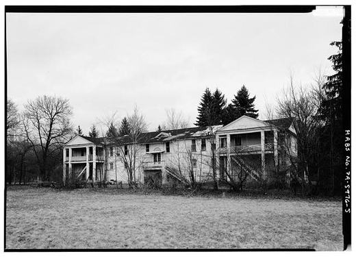 View of Kistler company store and school building looking north. Demolished in 1990. - town of Kistler