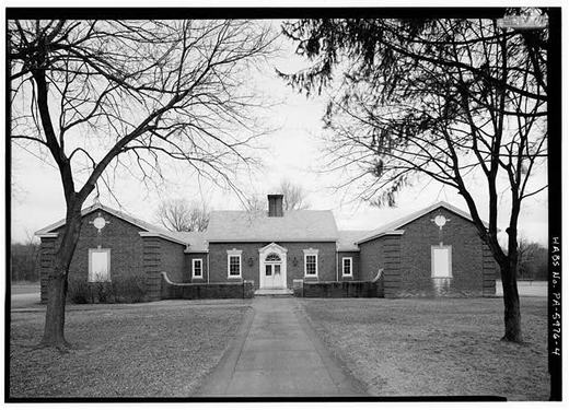 View of Kistler elementary looking east-southeast at end of cedar street. Building constructed by works progress administration