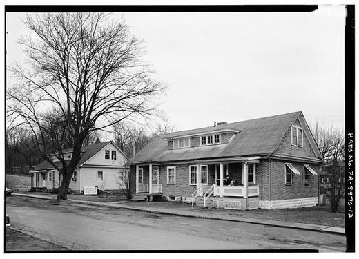 View of double mountain-style houses looking southeast on birch street. - town of Kistler