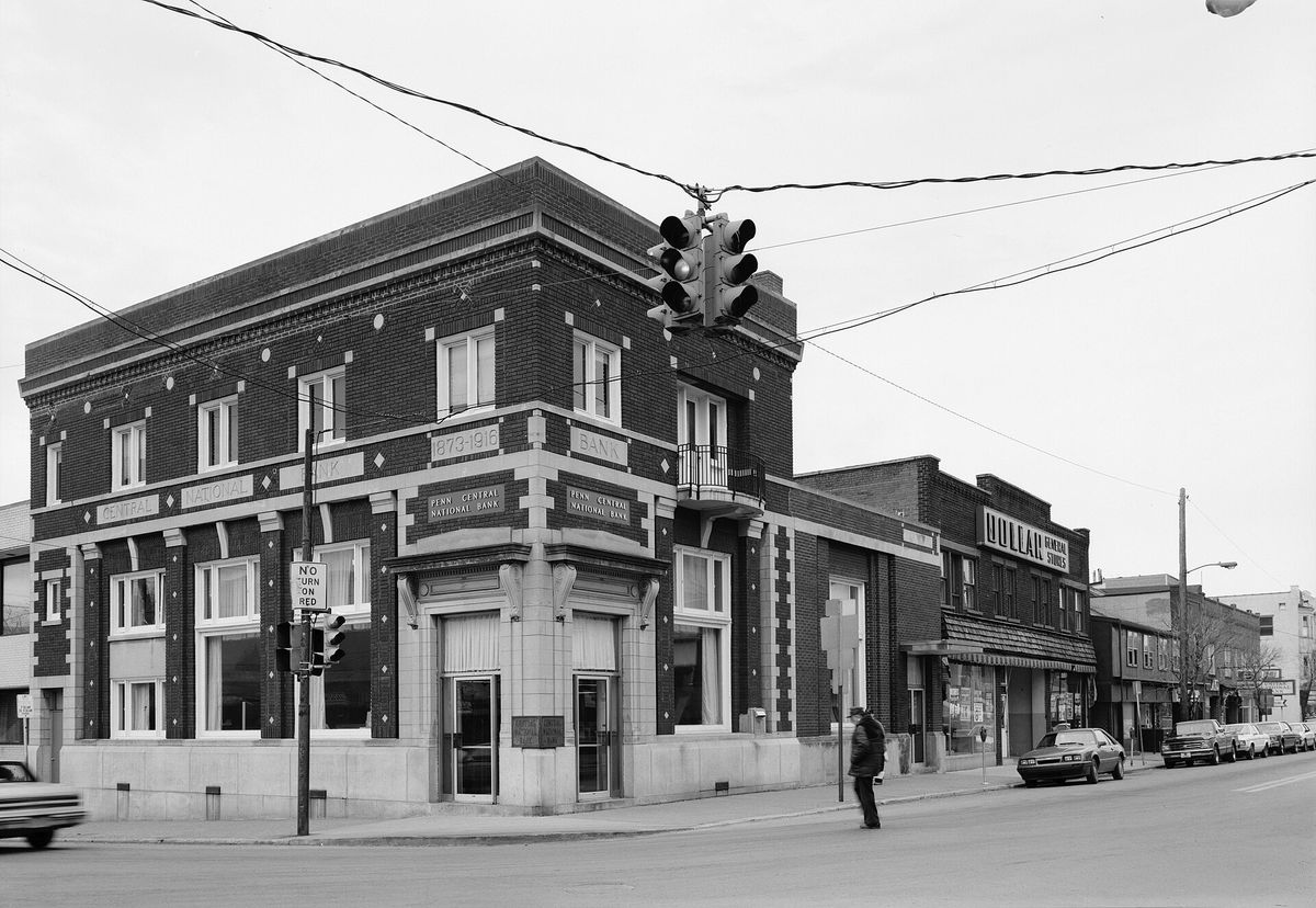 Shirley Street at Jefferson Street, downtown Mount Union, February 1990