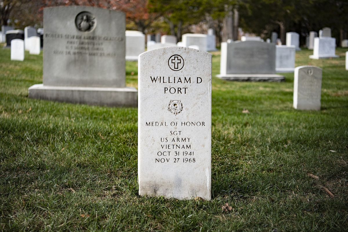 William D. Port's headstone in Section 7, Arlington National Cemetery, 2022