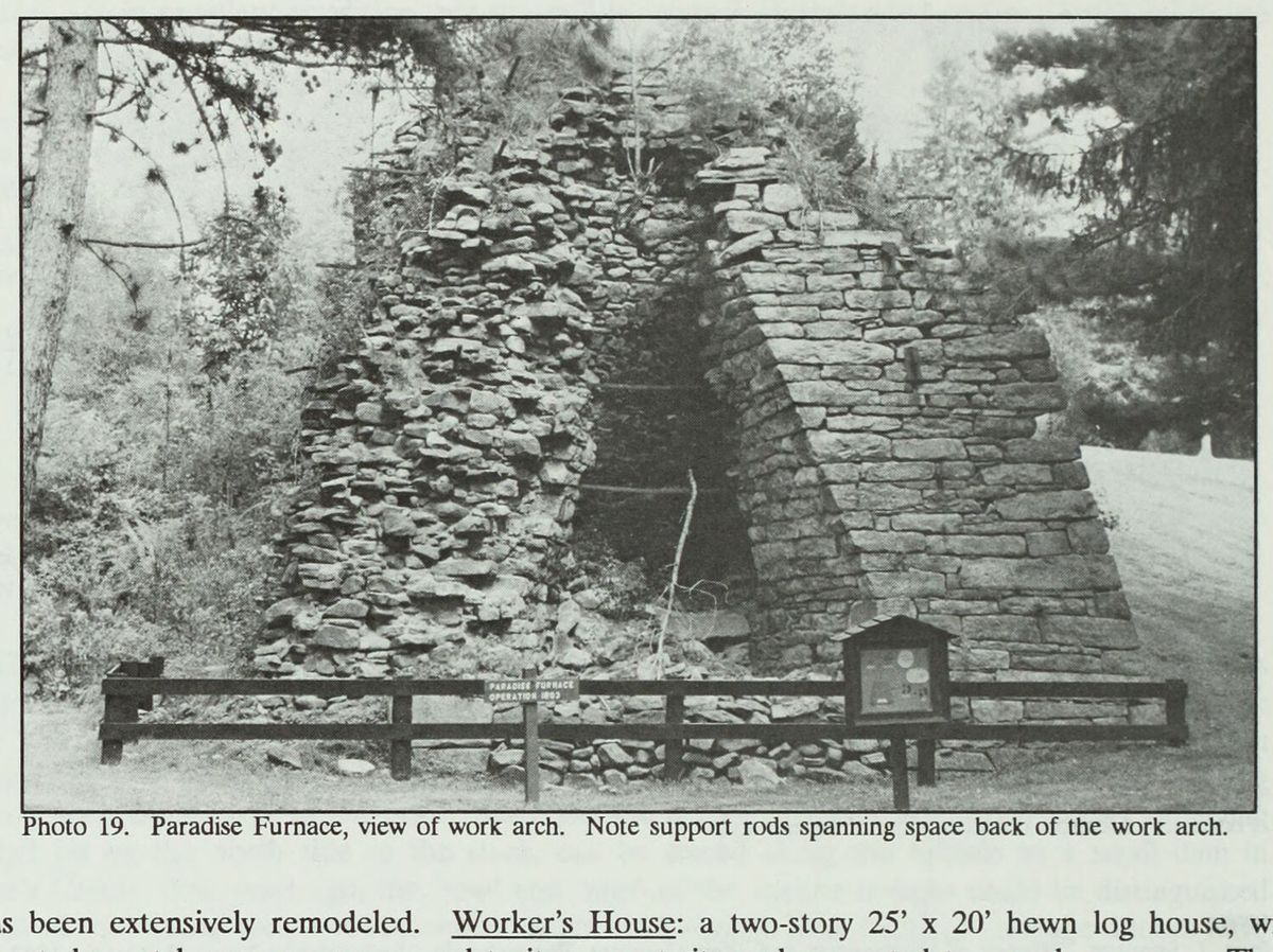 The work arch at Paradise Furnace, inside Trough Creek State Park.