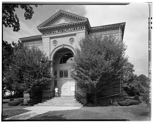 1. Southwest/front side looking northeast - Alexandria Memorial Public Library, Hartslog & Main Streets, Alexandria, Huntingdon County, PA
