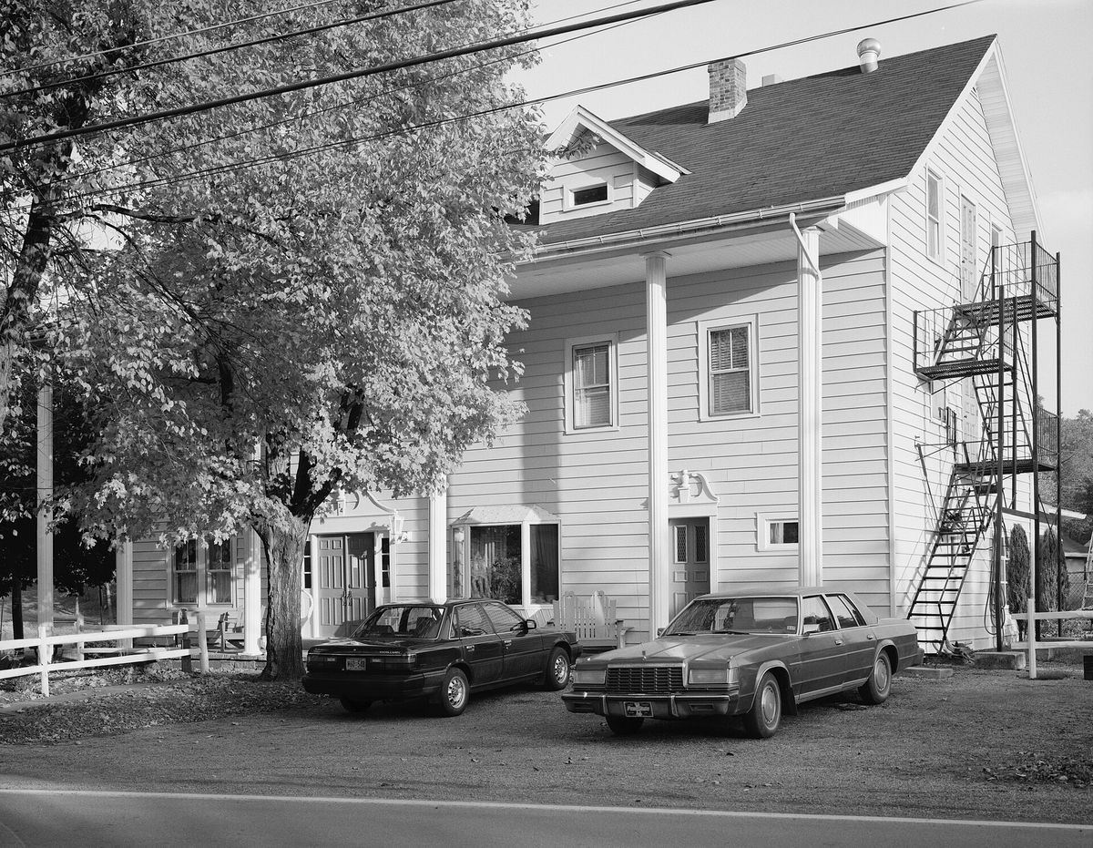 Front of the Robertsdale Hotel, located at 14 S. Main Street in Robertsdale, an unincorporated community in Wood Township, Huntingdon County, Pennsylvania, United States. Built in 1912, the hotel is part of the Robertsda